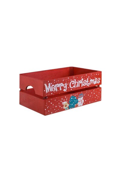 Jumbo Lada Decorativa Rosie din Lemn cu Imprimeu "Merry Christmas" 34x23x15cm