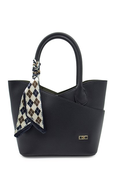 Zühre Scarf Detailed Double-Breasted Cut Black Bag 0084