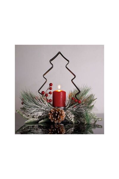 Jumbo Suport Decorativ de Craciun Brad Metalic cu Ramuri Ninse Berries 40x32cm