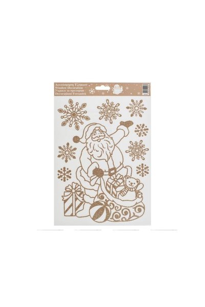 Jumbo Autocolante Decorative de Craciun Fulgi Mos Craciun cu Glitter Sampaniu...