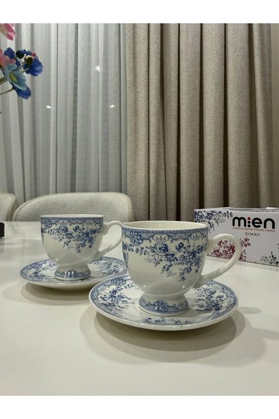 LAVORA Simay 2-Person Porcelain Coffee Cup (Blue)
