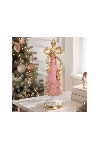 Jumbo Brad Decorativ de Craciun Roz cu Funda Aurie 34cm