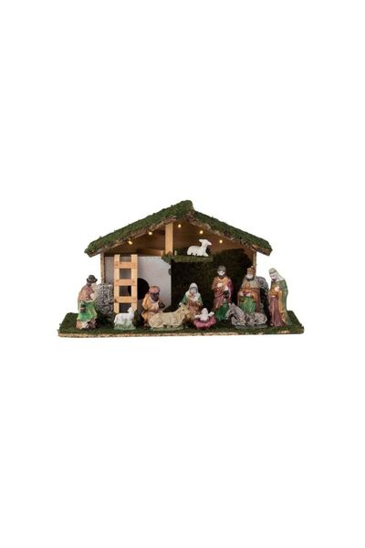 Jumbo Iesle Decorativa de Craciun cu 5 Becuri LED 47x17x25cm & 11 Figurine