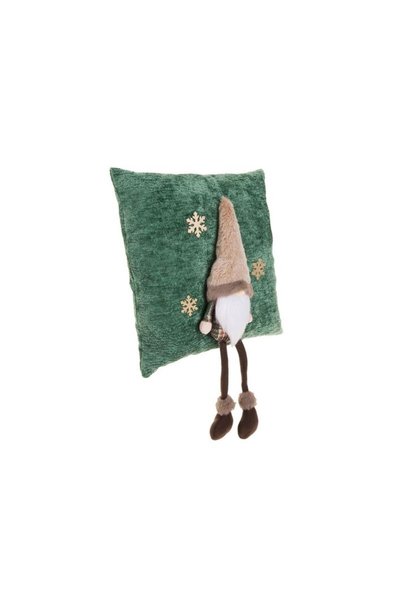Jumbo Perna Decorativa de Craciun Verde Ciel cu Figurina Gnome 3D 35x35cm