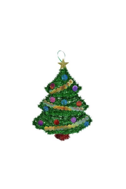 Jumbo Brad Decorativ 3D Impodobit cu Beteala Verde 42cm
