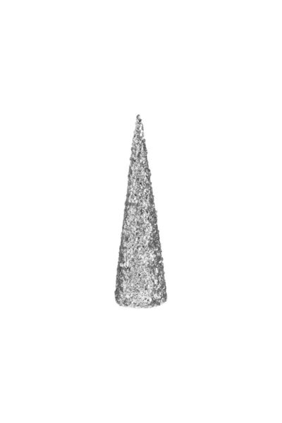 Jumbo Con Decorativ de Craciun cu Paiete Argintii Ø10x30cm