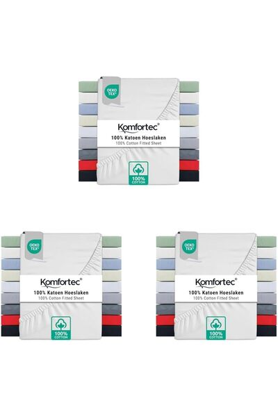 Generic Jersey fitted sheet 180 x 200 cm, 100% cotton, white (Pack of 3)