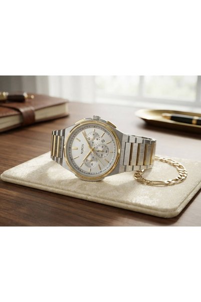 Feronnucci Men's Wristwatch Two-Tone Steel Band White Dial Bracelet Classic S...