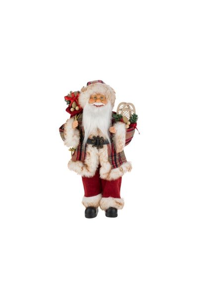 Jumbo Figurina Decorativa Mos Craciun cu Costum in Carouri 45cm