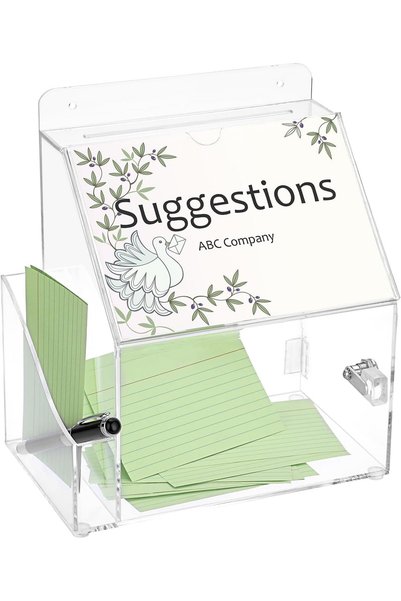 AZONEE Acrylic Suggestion Box with Lock, Wall Mounted Donation Box with 5"x7"...