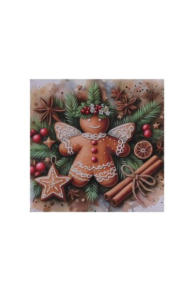 Jumbo Platou Decorativ Patrat din Plastic de Craciun Inger Om din Turta Dulce...