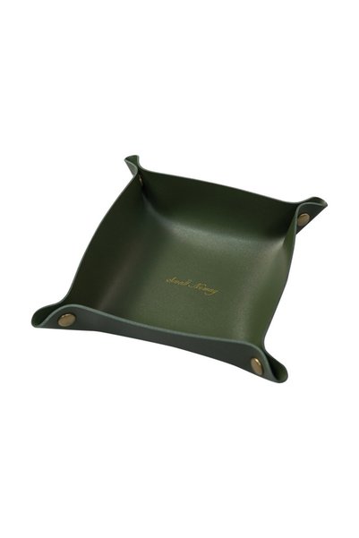 Choice 22x22cm green Nordic Style Leather Storage Tray Desktop Organizer For ...