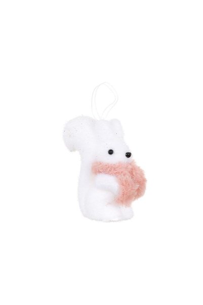 Jumbo Ornament din Spuma pentru Brad de Craciun Veverita cu Fular Roz 11cm