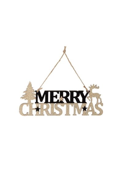 Jumbo Decoratiune de Craciun Suspendabila din Lemn "Merry Christmas" Catifea ...