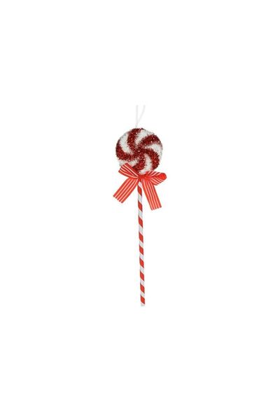 Jumbo Ornament Brad de Craciun Acadea din Spuma Rosie Alba cu Tinsel 36cm