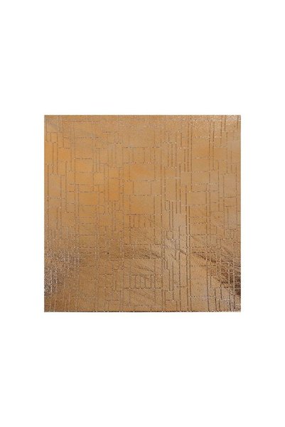 Jumbo Platou Decorativ Patrat din Plastic Auriu cu Model Liniar 30x30cm