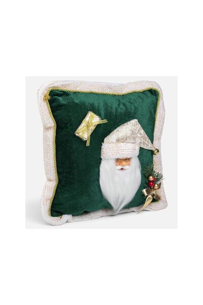 Jumbo Perna Decorativa de Craciun Verde cu Mos Craciun 40x40cm