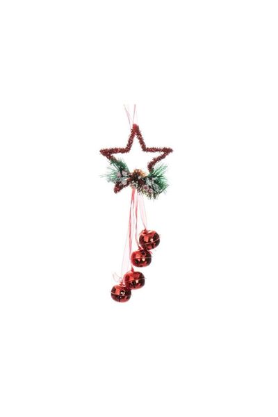 Jumbo Ghirlanda Decorativa de Craciun Stea Tinsel Clopotei Rosii 28cm