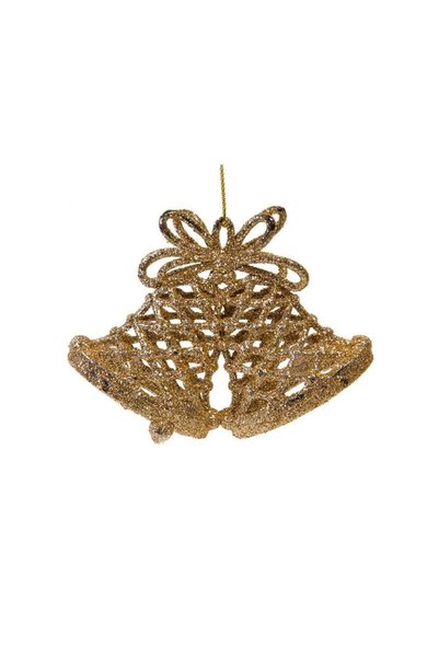 Jumbo Set Ornamente de Craciun Clopote Bej Glitter 11cm - 3buc