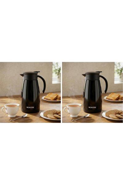 Generic قارورة حرارية معزولة من الفولاذ المقاوم للصدأ للشاي والقهوة، سوداء، س...