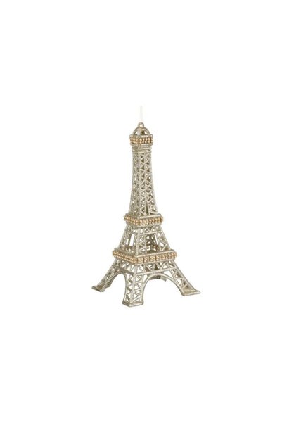 Jumbo Decoratiune de Craciun Turn Eiffel cu Glitter Bej 13x13x26cm