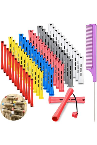 TERRIFI 72 Pcs Hair Perm Rods Set, Short Cold Wave Rollers in 6 Sizes with St...