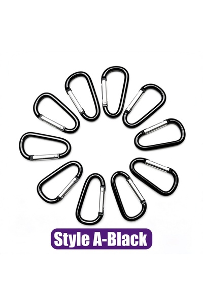 Choice 100pcs Style A-Black Colorful Aluminum Alloy D Carabiner Spring Snap C...