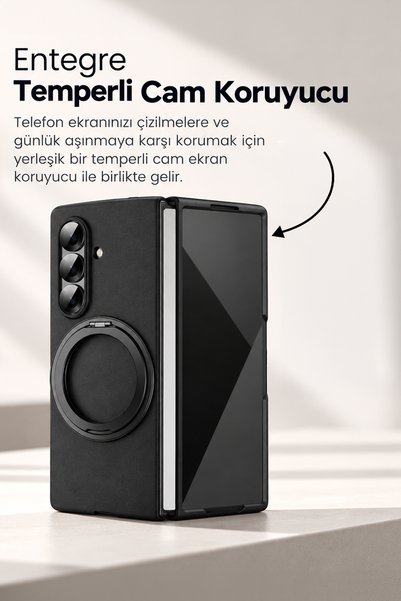 bbtech Samsung Galaxy Z Fold 8 Ultra ile Uyumlu 360° Dönebilen Standlı MagSafe Özellikli PC Premium Kılıf
