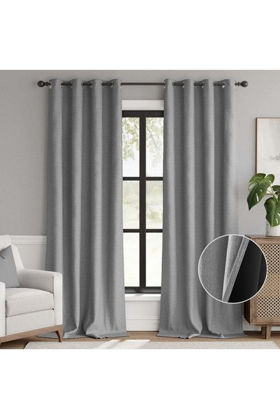 Generic Blackout Curtains Window Drapes 137Wx244L 2 Panels Charcoal Grey
