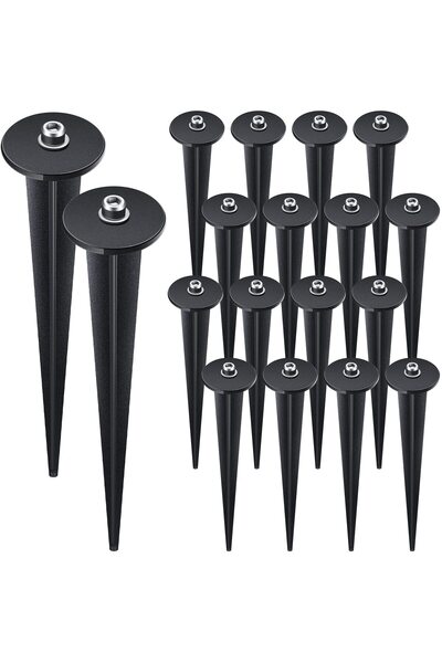 Zhengmy 16 Packs Threaded Spike Flood Light Ground Stake Metal Replacement St...