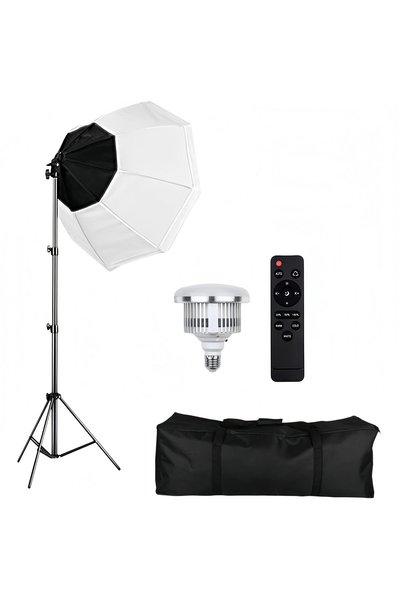 FlashHawk Photography Softbox Lighting Kit with 380W 3 Colors Remote LED Bulb...