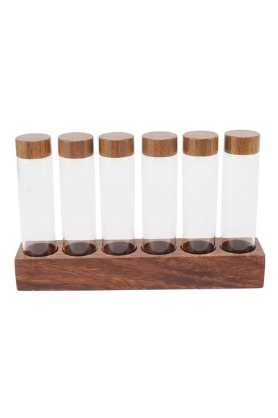 Choice 6 Holes 6/12Pcs Coffee Bean Storage Jar Transparent Glass Coffee Bean ...