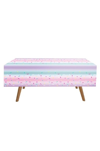 ANTBRO Față de Masă din Plastic 180x120cm cu Dungi Pastel și Înghețată cu Fol...