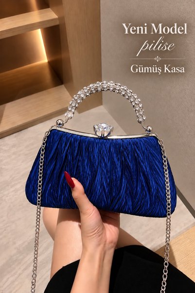 Famels حقيبة نسائية موديل جديد مطوية/مكشكشة لفساتين السهرة، حقيبة أنيقة بنمط ...