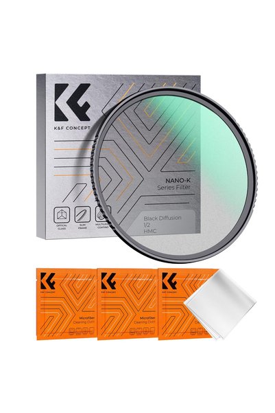 K&F CONCEPT 49mm Black Diffusion 1/2 Filter Mist Soft Glow Diffuser Lens Filt...