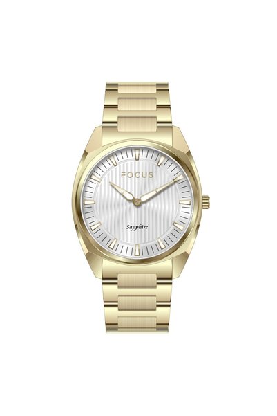 Focus Sapphire Crystal Steel Case and Steel Gold Color Band Japanese Movement...