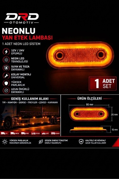 DRD OTOMOTİV Neon Oval Yan Lamba 1 ADET