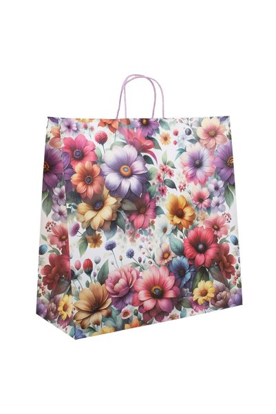 OEM Sacosa Cadou din Hartie Kraft Floral 42x18x42cm