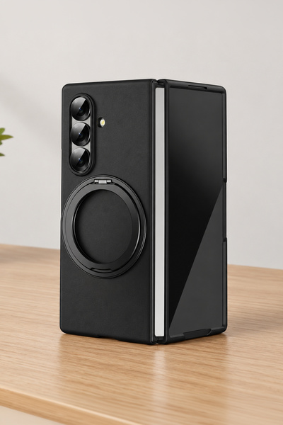 bbtech Samsung Galaxy Z Fold 7 ile Uyumlu 360° Standlı MagSafe Manyetik Özellikli Entegre Cam Koruyuculu Sert Kılıf