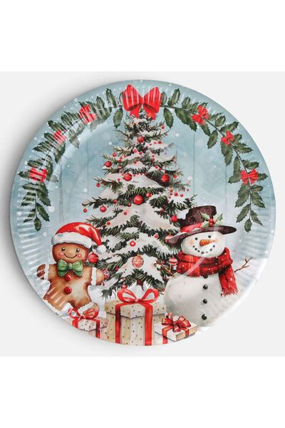 OEM Set 12 Farfurii din Hartie pentru Petrecere Brad cu Personaje Ø26cm