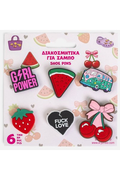OEM Accesorii Decorative pentru Saboti Fructe & Girl Power - 6buc
