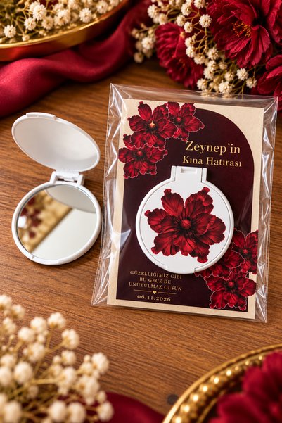 Kreadecor Kişiye Özel Kına Gecesi Hediyelik İsimli Ayna 10'lu Set - Henna Nig...