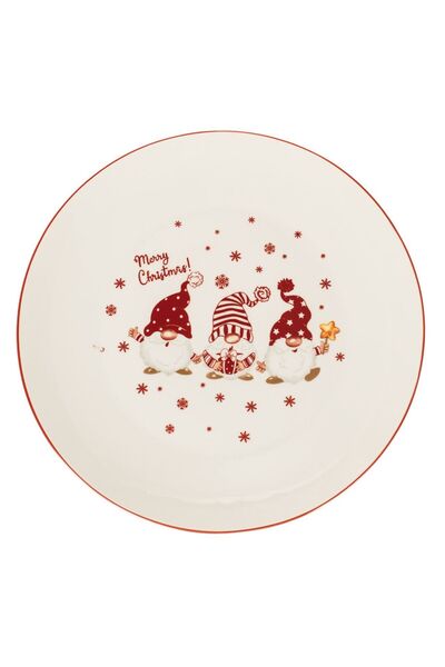 OEM Farfurie de Portelan cu Model Gnome "Merry Christmas" de Craciun Ø27cm