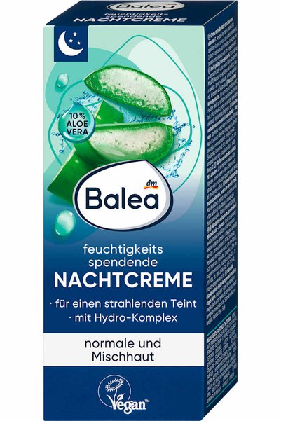 BALEA Cremă hidratantă de noapte cu aloe vera, 50 ml