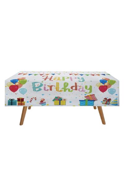 OEM Fata de Masa Alba din Plastic Happy Birthday 137x183cm
