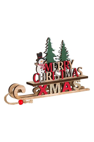OEM Decoratiune de Craciun din Lemn Sanie Merry Christmas 18cm