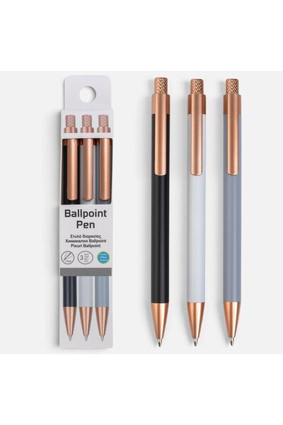 OEM Set 3 Pixuri Office cu Cerneala Albastra si Corp Colorat