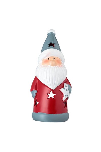 OEM Felinar Ceramic de Craciun Figura Mos Craciun Caciula Gri Stea pentru Lum...