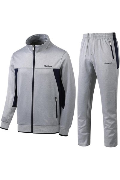 Generic Men's Casual Athletic Tracksuit Long Sleeve Sweatsuit Set Full Zip Ru...