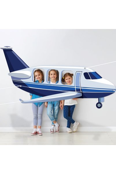 SYOSI Airplane Photo Prop, Large 98x53in Fabric Aircraft Backdrop Banner, Kid...